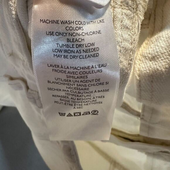 Free People Wide Leg Jeans Womens 30 Cream Ivory High Rise Denim Seam Accent - Picture 13 of 15